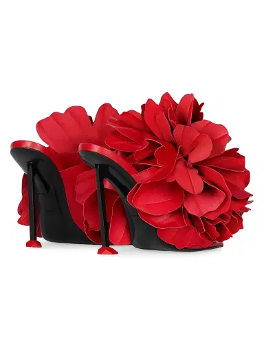 Givenchy Women's Boudoir Heeled Mules in Leather with Petals - Vermillon - Size 7 | Thumbnail 4 Givenchy Women's Boudoir Heeled Mules in Leather with Petals - Vermillon - Size 7 | Thumbnail 4