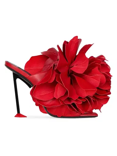 Givenchy Women's Boudoir Heeled Mules in Leather with Petals - Vermillon - Size 7 | Thumbnail 1 Givenchy Women's Boudoir Heeled Mules in Leather with Petals - Vermillon - Size 7 | Thumbnail 1