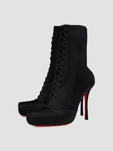 Christian Louboutin Women's Pavlova 100MM Booties in Crepe Satin - Black - Size 12 | Thumbnail 2 Christian Louboutin Women's Pavlova 100MM Booties in Crepe Satin - Black - Size 12 | Thumbnail 2