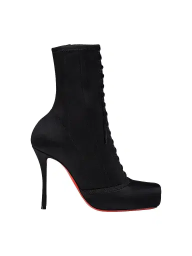 Christian Louboutin Women's Pavlova 100MM Booties in Crepe Satin - Black - Size 12 | Thumbnail 1 Christian Louboutin Women's Pavlova 100MM Booties in Crepe Satin - Black - Size 12 | Thumbnail 1