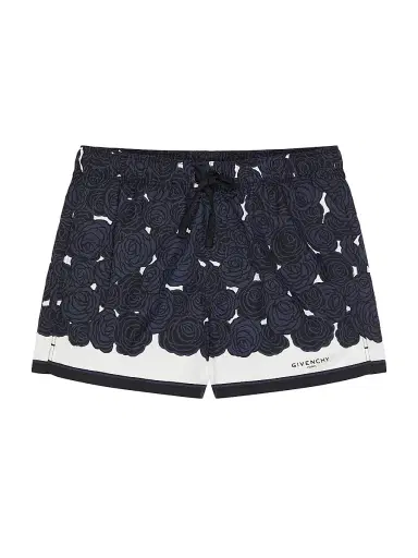Givenchy Men's Swim Shorts with Flowers Print - Navy | Thumbnail 1 Givenchy Men's Swim Shorts with Flowers Print - Navy | Thumbnail 1