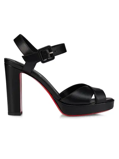 Christian Louboutin Women's Cora 0MM Leather Sandals - Black | Thumbnail 1 Christian Louboutin Women's Cora 0MM Leather Sandals - Black | Thumbnail 1