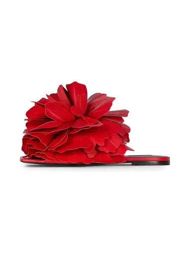 Givenchy Women's Boudoir Flat Mule Sandals in Leather with Petals - Vermillon - Size 8 | Thumbnail 3 Givenchy Women's Boudoir Flat Mule Sandals in Leather with Petals - Vermillon - Size 8 | Thumbnail 3