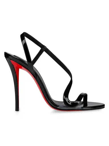 Christian Louboutin Women's Rosa Z Patent Leather 100MM Sandals - Black | Thumbnail 1 Christian Louboutin Women's Rosa Z Patent Leather 100MM Sandals - Black | Thumbnail 1