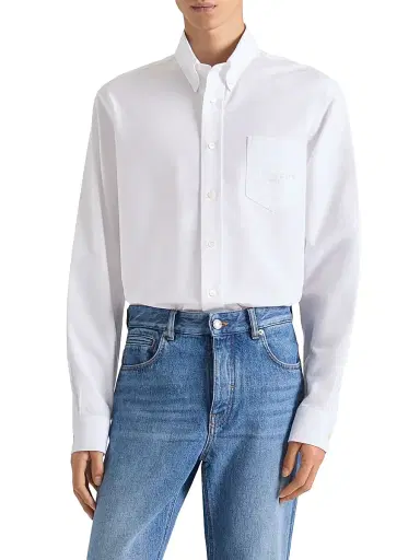 Givenchy Men's Shirt in Cotton Oxford with Paris Jacquard - White | Thumbnail 3 Givenchy Men's Shirt in Cotton Oxford with Paris Jacquard - White | Thumbnail 3