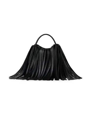 Givenchy Women's Nano Facet Top Handle Bag in Leather with Fringes - Black | Thumbnail 1 Givenchy Women's Nano Facet Top Handle Bag in Leather with Fringes - Black | Thumbnail 1