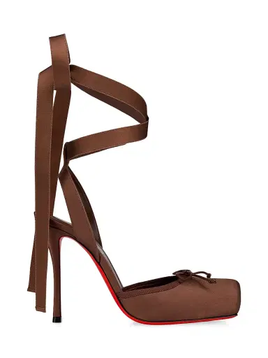 Christian Louboutin Women's Cassia Lace Up 100MM Satin Pumps | Thumbnail 1 Christian Louboutin Women's Cassia Lace Up 100MM Satin Pumps | Thumbnail 1