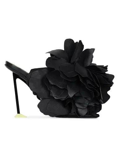 Givenchy Women's Boudoir Heeled Mules in Leather with Petals - Black - Size 9 | Thumbnail 1 Givenchy Women's Boudoir Heeled Mules in Leather with Petals - Black - Size 9 | Thumbnail 1