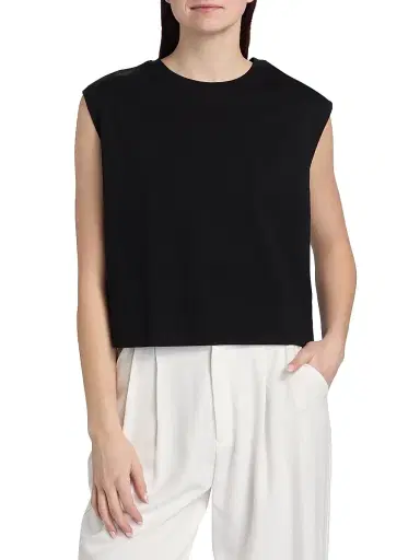 MAJESTIC FILATURES Women's Interlock Cotton Sleeveless Tank - Noir - Size Large | Thumbnail 3 MAJESTIC FILATURES Women's Interlock Cotton Sleeveless Tank - Noir - Size Large | Thumbnail 3