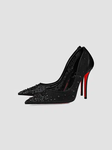 Christian Louboutin Women's Miss Z Degrastrass 100MM Perla Mesh Leather Strass Pumps - Black - Size 11 | Thumbnail 2 Christian Louboutin Women's Miss Z Degrastrass 100MM Perla Mesh Leather Strass Pumps - Black - Size 11 | Thumbnail 2
