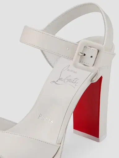 Christian Louboutin Women's Cora 100MM Leather Sandals - Bianco | Thumbnail 5 Christian Louboutin Women's Cora 100MM Leather Sandals - Bianco | Thumbnail 5