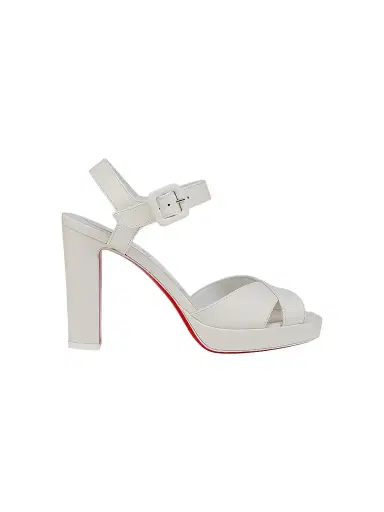 Christian Louboutin Women's Cora 100MM Leather Sandals - Bianco | Thumbnail 1 Christian Louboutin Women's Cora 100MM Leather Sandals - Bianco | Thumbnail 1