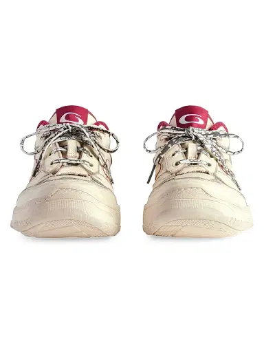 Balenciaga Women's Hamptons Medium Worn-Out Sneakers - Off White Red | Thumbnail 3 Balenciaga Women's Hamptons Medium Worn-Out Sneakers - Off White Red | Thumbnail 3
