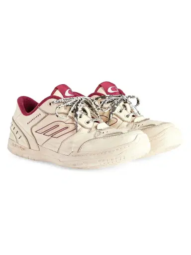 Balenciaga Women's Hamptons Medium Worn-Out Sneakers - Off White Red | Thumbnail 1 Balenciaga Women's Hamptons Medium Worn-Out Sneakers - Off White Red | Thumbnail 1