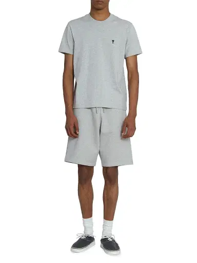 AMI Paris Men's Contrasted Ami de Coeur Cotton T-Shirt - Gris Cendre Chine | Thumbnail 2 AMI Paris Men's Contrasted Ami de Coeur Cotton T-Shirt - Gris Cendre Chine | Thumbnail 2