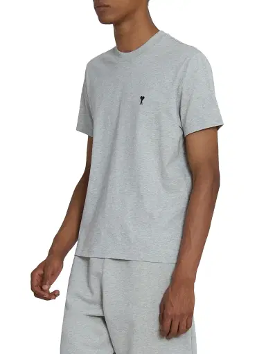 AMI Paris Men's Contrasted Ami de Coeur Cotton T-Shirt - Gris Cendre Chine | Thumbnail 4 AMI Paris Men's Contrasted Ami de Coeur Cotton T-Shirt - Gris Cendre Chine | Thumbnail 4