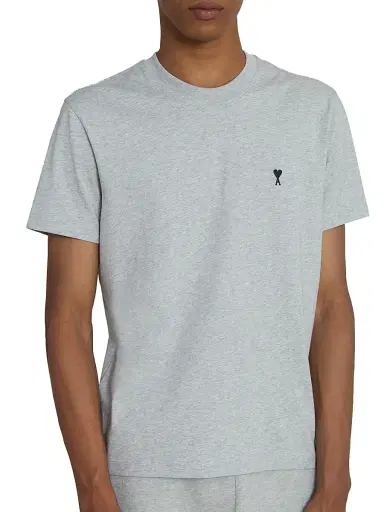 AMI Paris Men's Contrasted Ami de Coeur Cotton T-Shirt - Gris Cendre Chine | Thumbnail 6 AMI Paris Men's Contrasted Ami de Coeur Cotton T-Shirt - Gris Cendre Chine | Thumbnail 6