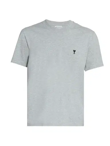 AMI Paris Men's Contrasted Ami de Coeur Cotton T-Shirt - Gris Cendre Chine | Thumbnail 1 AMI Paris Men's Contrasted Ami de Coeur Cotton T-Shirt - Gris Cendre Chine | Thumbnail 1