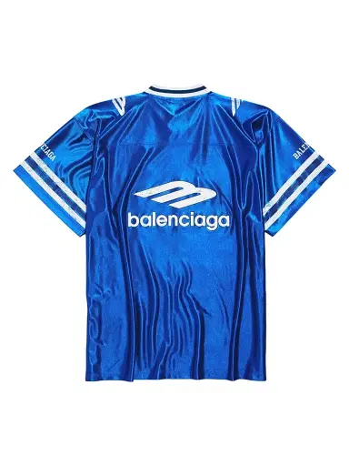 Balenciaga Men's 3B Football V-Neck Oversized T-Shirt - Royal Blue White | Thumbnail 2 Balenciaga Men's 3B Football V-Neck Oversized T-Shirt - Royal Blue White | Thumbnail 2