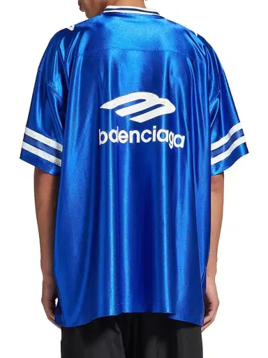 Balenciaga Men's 3B Football V-Neck Oversized T-Shirt - Royal Blue White | Thumbnail 5 Balenciaga Men's 3B Football V-Neck Oversized T-Shirt - Royal Blue White | Thumbnail 5