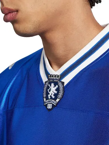 Balenciaga Men's 3B Football V-Neck Oversized T-Shirt - Royal Blue White | Thumbnail 6 Balenciaga Men's 3B Football V-Neck Oversized T-Shirt - Royal Blue White | Thumbnail 6