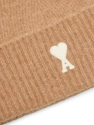 AMI PARIS Men's Ami de Coeur Beanie - Camel White | Thumbnail 3 AMI PARIS Men's Ami de Coeur Beanie - Camel White | Thumbnail 3