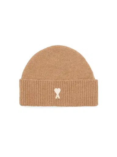 AMI PARIS Men's Ami de Coeur Beanie - Camel White | Thumbnail 1 AMI PARIS Men's Ami de Coeur Beanie - Camel White | Thumbnail 1