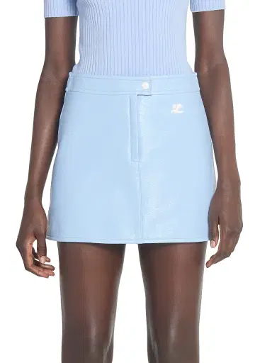 Courrèges Women's Reedition Vinyl A-Line Miniskirt - Sky | Thumbnail 3 Courrèges Women's Reedition Vinyl A-Line Miniskirt - Sky | Thumbnail 3