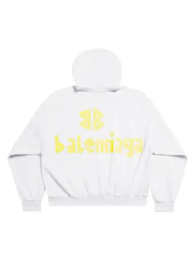 Balenciaga Men's Tape Type Ripped Pocket Hoodie - White | Thumbnail 2 Balenciaga Men's Tape Type Ripped Pocket Hoodie - White | Thumbnail 2
