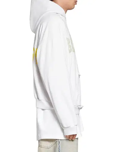 Balenciaga Men's Tape Type Ripped Pocket Hoodie - White | Thumbnail 5 Balenciaga Men's Tape Type Ripped Pocket Hoodie - White | Thumbnail 5