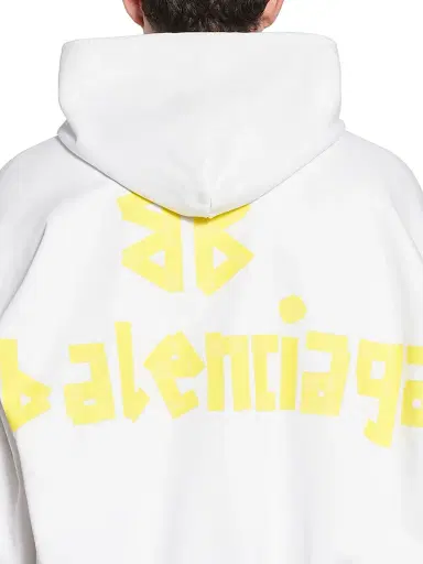 Balenciaga Men's Tape Type Ripped Pocket Hoodie - White | Thumbnail 6 Balenciaga Men's Tape Type Ripped Pocket Hoodie - White | Thumbnail 6