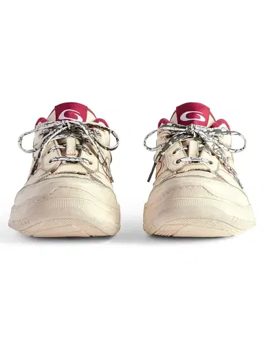 Balenciaga Men's Hamptons Medium Worn-Out Sneakers - Off White Red - Size 13 | Thumbnail 2 Balenciaga Men's Hamptons Medium Worn-Out Sneakers - Off White Red - Size 13 | Thumbnail 2
