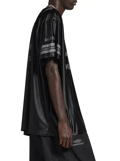Balenciaga Men's 3B Football V-Neck Oversized T-Shirt - Black Anthracite - Size Medium | Thumbnail 4 Balenciaga Men's 3B Football V-Neck Oversized T-Shirt - Black Anthracite - Size Medium | Thumbnail 4