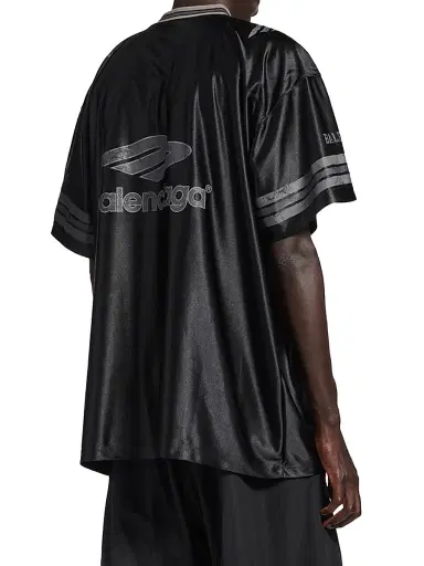 Balenciaga Men's 3B Football V-Neck Oversized T-Shirt - Black Anthracite - Size Medium | Thumbnail 5 Balenciaga Men's 3B Football V-Neck Oversized T-Shirt - Black Anthracite - Size Medium | Thumbnail 5