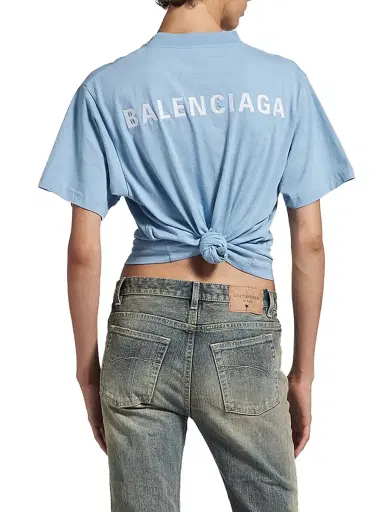 Balenciaga Women's Back T Shirt Medium Fit - Light Blue White | Thumbnail 4 Balenciaga Women's Back T Shirt Medium Fit - Light Blue White | Thumbnail 4