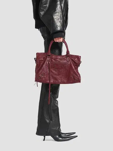 Balenciaga Women's Le City Tote Bag - Dark Burgundy | Thumbnail 8 Balenciaga Women's Le City Tote Bag - Dark Burgundy | Thumbnail 8