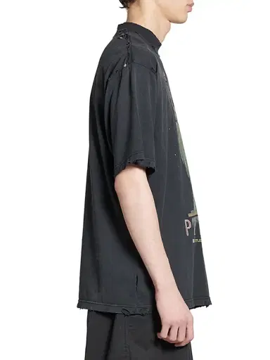 Balenciaga Men's Paris Liberty Medium Fit T-Shirt - Black | Thumbnail 5 Balenciaga Men's Paris Liberty Medium Fit T-Shirt - Black | Thumbnail 5