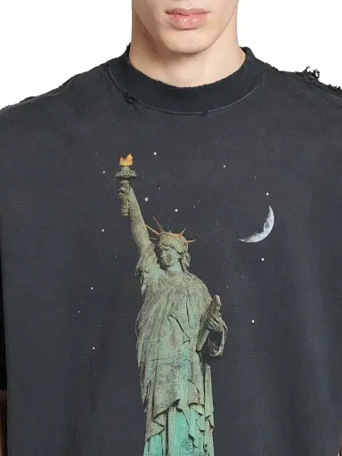 Balenciaga Men's Paris Liberty Medium Fit T-Shirt - Black | Thumbnail 6 Balenciaga Men's Paris Liberty Medium Fit T-Shirt - Black | Thumbnail 6
