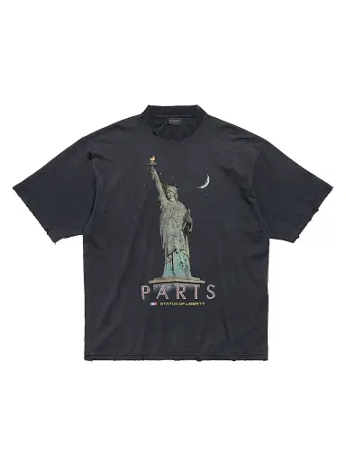 Balenciaga Men's Paris Liberty Medium Fit T-Shirt - Black | Thumbnail 1 Balenciaga Men's Paris Liberty Medium Fit T-Shirt - Black | Thumbnail 1