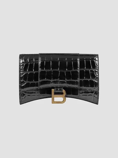 Balenciaga Women's Hourglass Wallet with Chain Crocodile Embossed | Thumbnail 6 Balenciaga Women's Hourglass Wallet with Chain Crocodile Embossed | Thumbnail 6