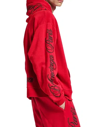 Balenciaga Men's Cursive Oversized Hoodie - Red Black | Thumbnail 3 Balenciaga Men's Cursive Oversized Hoodie - Red Black | Thumbnail 3