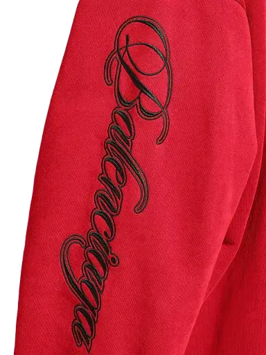 Balenciaga Men's Cursive Oversized Hoodie - Red Black | Thumbnail 5 Balenciaga Men's Cursive Oversized Hoodie - Red Black | Thumbnail 5