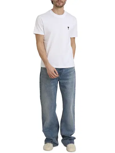 AMI Paris Men's Contrasted Ami de Coeur Cotton T-Shirt - White | Thumbnail 2 AMI Paris Men's Contrasted Ami de Coeur Cotton T-Shirt - White | Thumbnail 2