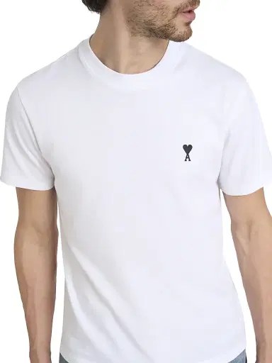 AMI Paris Men's Contrasted Ami de Coeur Cotton T-Shirt - White | Thumbnail 6 AMI Paris Men's Contrasted Ami de Coeur Cotton T-Shirt - White | Thumbnail 6