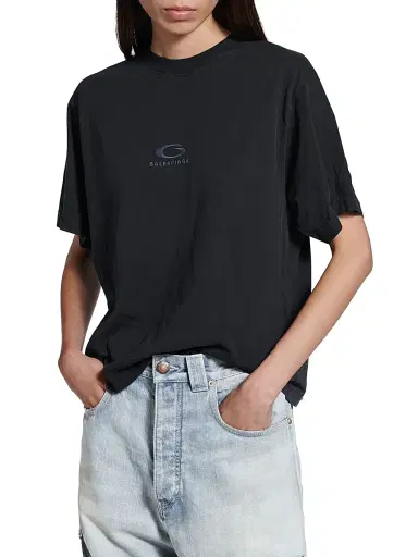 Balenciaga Women's Loop Sports Icon Medium Fit T-Shirt - Faded Black | Thumbnail 2 Balenciaga Women's Loop Sports Icon Medium Fit T-Shirt - Faded Black | Thumbnail 2