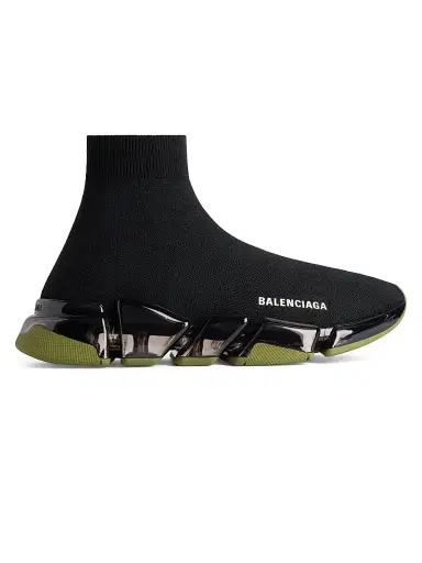 Balenciaga Men's Speed 2.0 Full Clear Sole Knit Sneakers - Black Khaki - Size 12 | Thumbnail 1 Balenciaga Men's Speed 2.0 Full Clear Sole Knit Sneakers - Black Khaki - Size 12 | Thumbnail 1