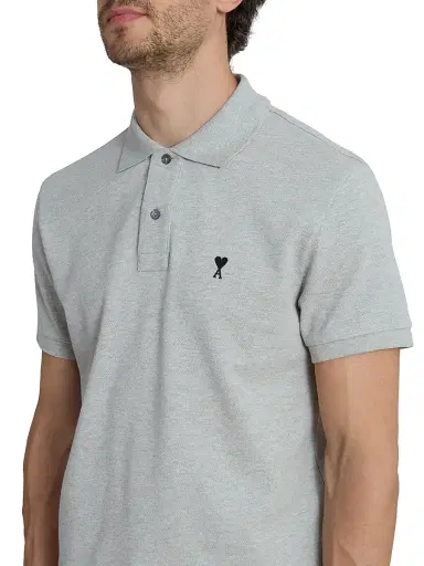 AMI Paris Men's ADC Logo Polo Shirt - Gris Cendre Chine | Thumbnail 6 AMI Paris Men's ADC Logo Polo Shirt - Gris Cendre Chine | Thumbnail 6