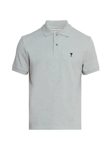 AMI Paris Men's ADC Logo Polo Shirt - Gris Cendre Chine | Thumbnail 1 AMI Paris Men's ADC Logo Polo Shirt - Gris Cendre Chine | Thumbnail 1