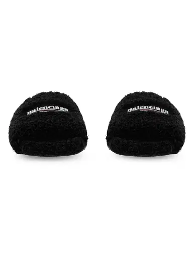 Balenciaga Men's Furry Slide Sandals - Black | Thumbnail 2 Balenciaga Men's Furry Slide Sandals - Black | Thumbnail 2