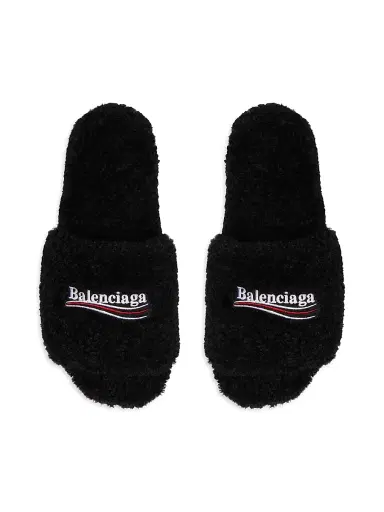 Balenciaga Men's Furry Slide Sandals - Black | Thumbnail 5 Balenciaga Men's Furry Slide Sandals - Black | Thumbnail 5